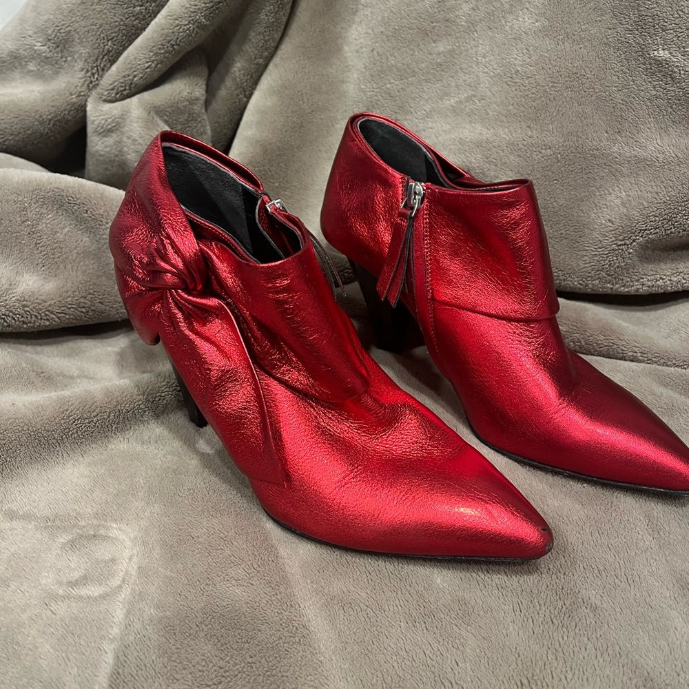 Paige Metallic Red Bootie